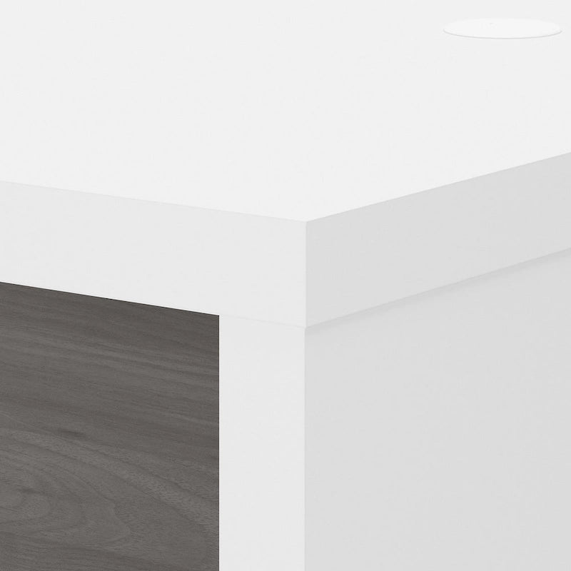 L-förmiger Büroschreibtisch 60W mit Anbau und 36W Rückläufer