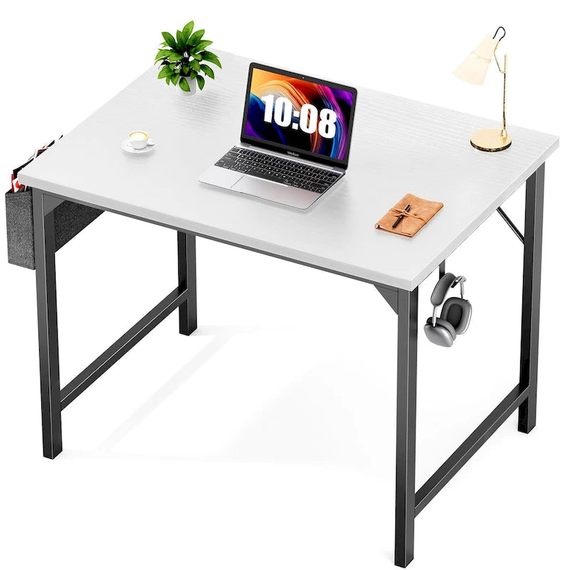 Moderner Computerschreibtisch mit Aufbewahrungstasche und Kopfhörerhaken