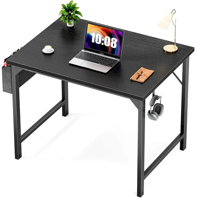 Moderner Computerschreibtisch mit Aufbewahrungstasche und Kopfhörerhaken