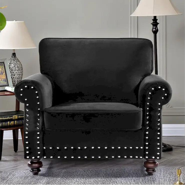 Suffield Velvet Nailhead Armchair