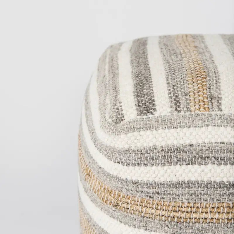Mehrfarbiger gestreifter Pouf aus Hanf und Baumwolle 40x40 cm