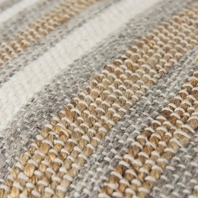 Mehrfarbiger gestreifter Pouf aus Hanf und Baumwolle 40x40 cm