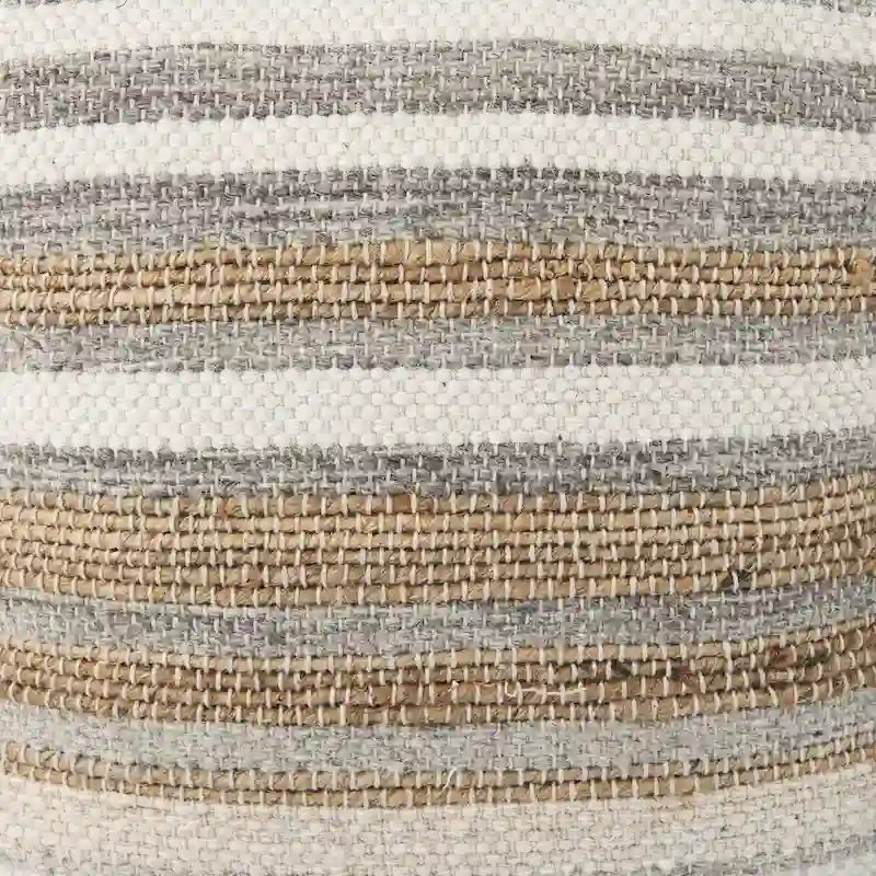 Mehrfarbiger gestreifter Pouf aus Hanf und Baumwolle 40x40 cm