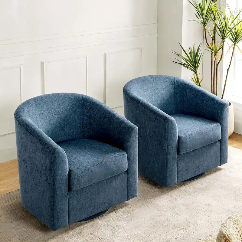 Gepolsterter Drehsessel im Fass-Design, 2er-Set