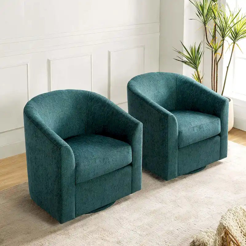 Gepolsterter Drehsessel im Fass-Design, 2er-Set