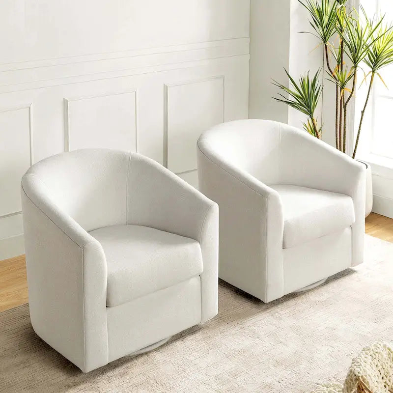 Gepolsterter Drehsessel im Fass-Design, 2er-Set