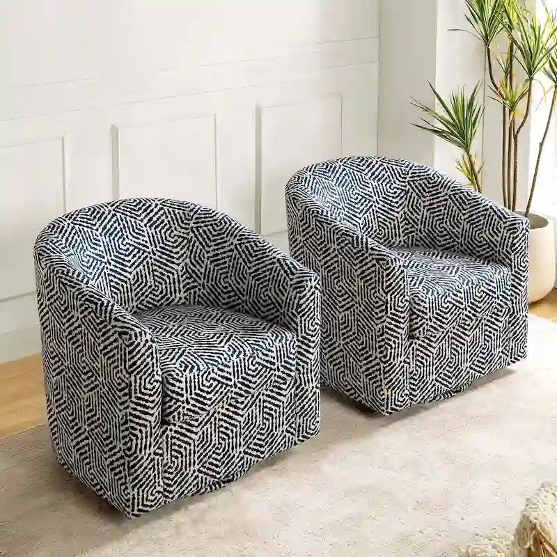 Gepolsterter Drehsessel im Fass-Design, 2er-Set