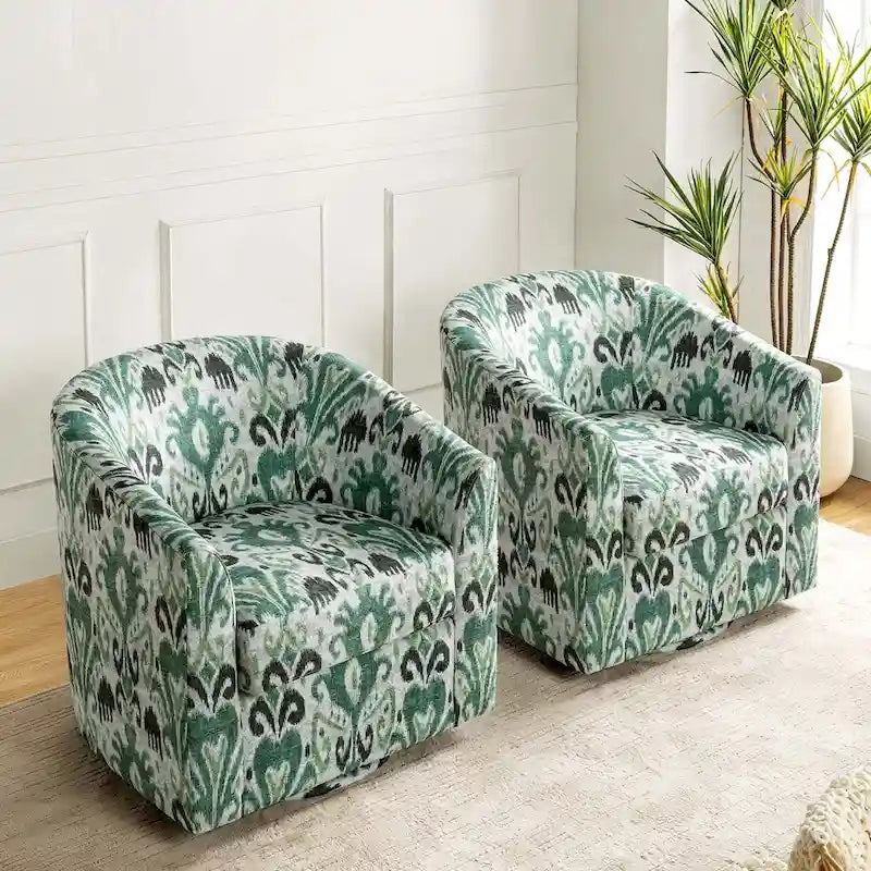 Gepolsterter Drehsessel im Fass-Design, 2er-Set