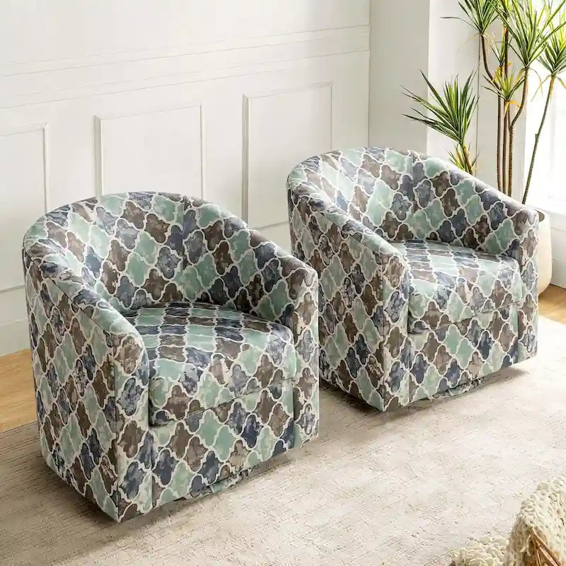 Gepolsterter Drehsessel im Fass-Design, 2er-Set