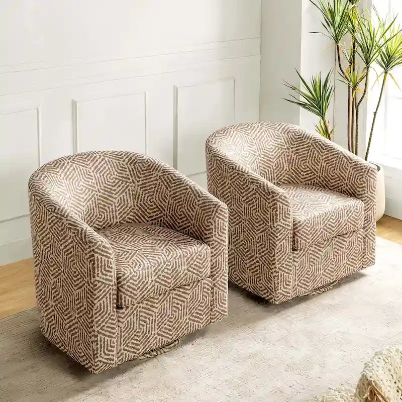 Gepolsterter Drehsessel im Fass-Design, 2er-Set