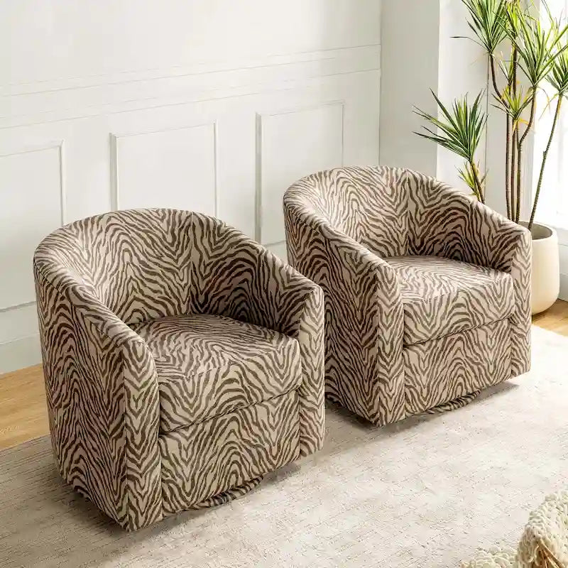 Gepolsterter Drehsessel im Fass-Design, 2er-Set