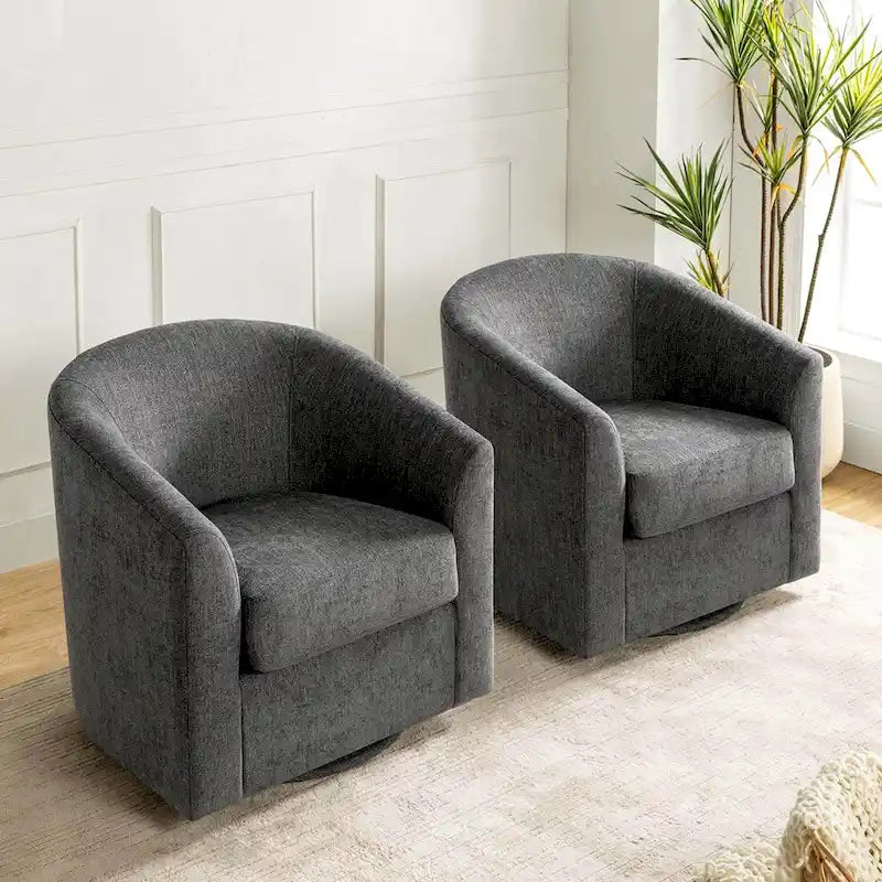 Gepolsterter Drehsessel im Fass-Design, 2er-Set
