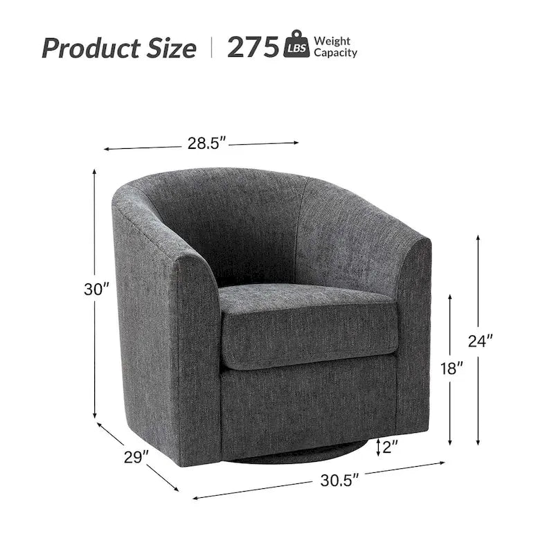 Gepolsterter Drehsessel im Fass-Design, 2er-Set