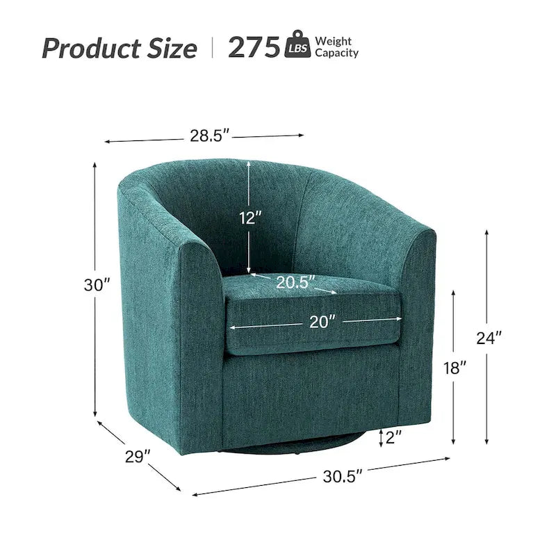 Gepolsterter Drehsessel im Fass-Design, 2er-Set