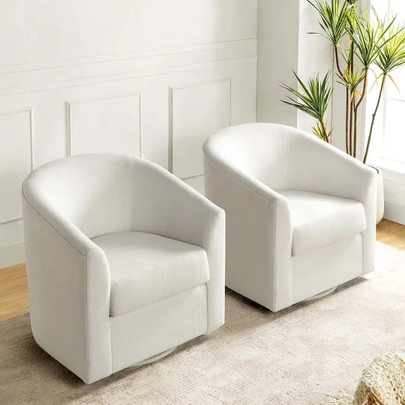 Gepolsterter Drehsessel im Fass-Design, 2er-Set