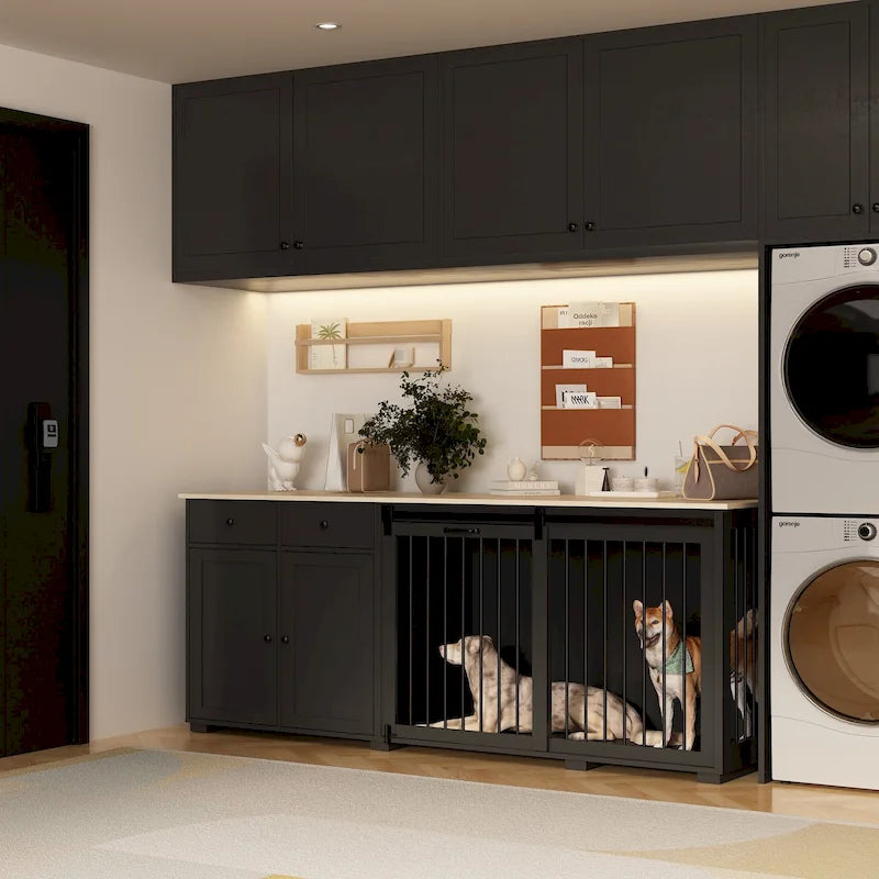 Aufbewahrungs-Sideboard mit Tierhaus in Schwarz oder Weiß