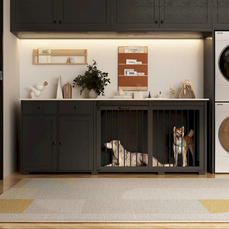 Aufbewahrungs-Sideboard mit Tierhaus in Schwarz oder Weiß