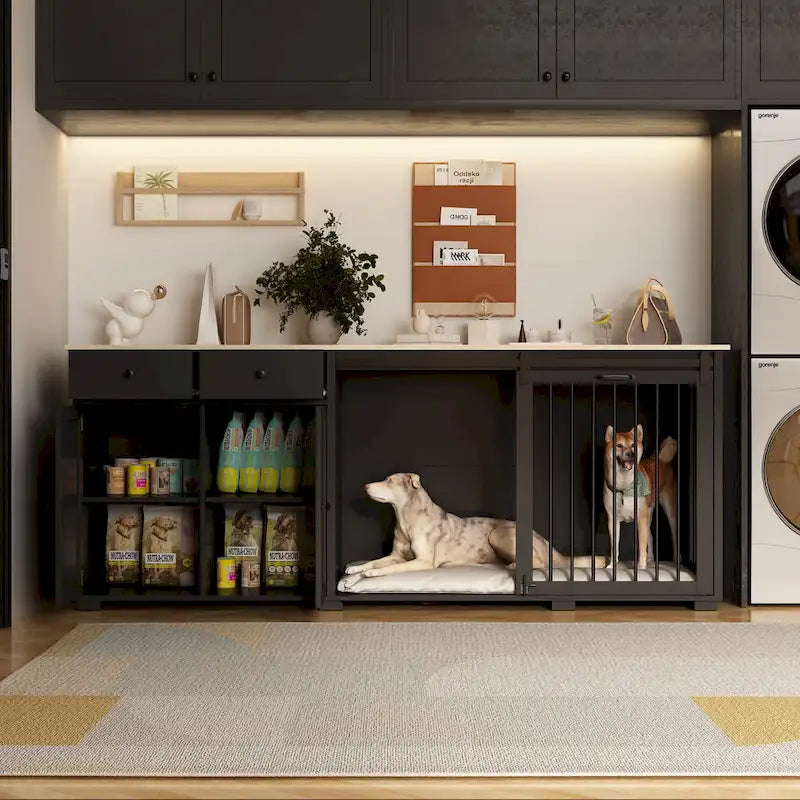 Aufbewahrungs-Sideboard mit Tierhaus in Schwarz oder Weiß