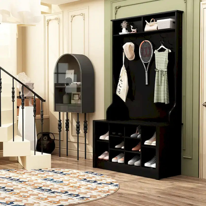 Garderobenbank Schuhschrank Garderobenhaken Weiß
