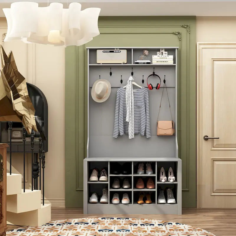 Garderobenbank Schuhschrank Garderobenhaken Weiß