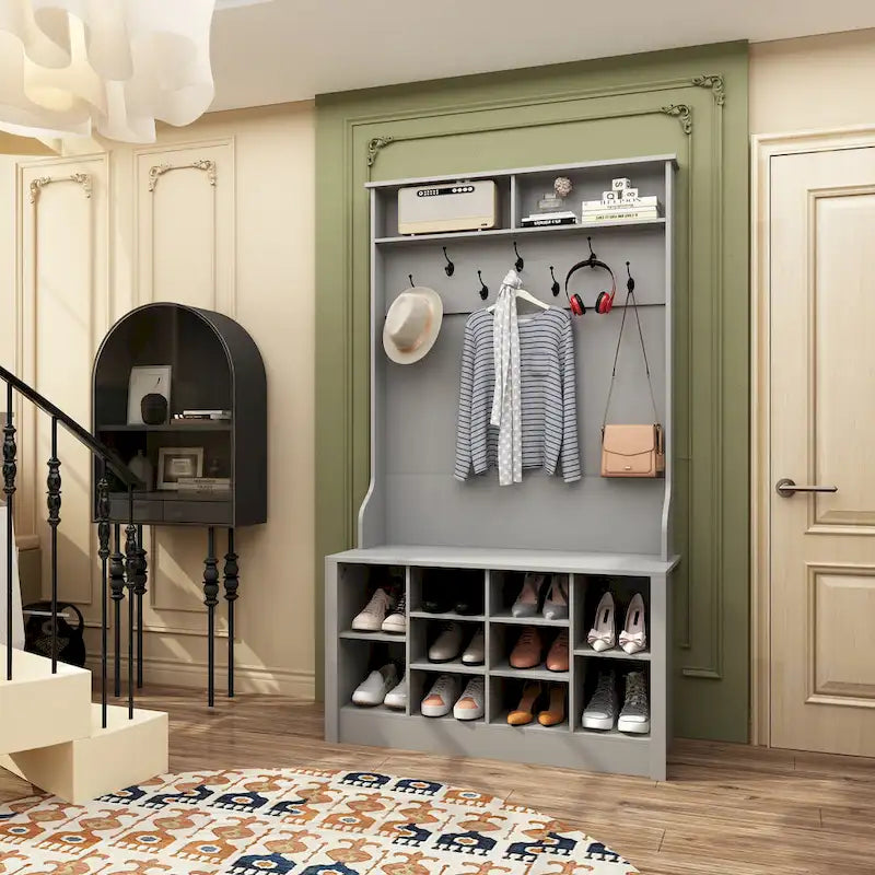 Garderobenbank Schuhschrank Garderobenhaken Weiß