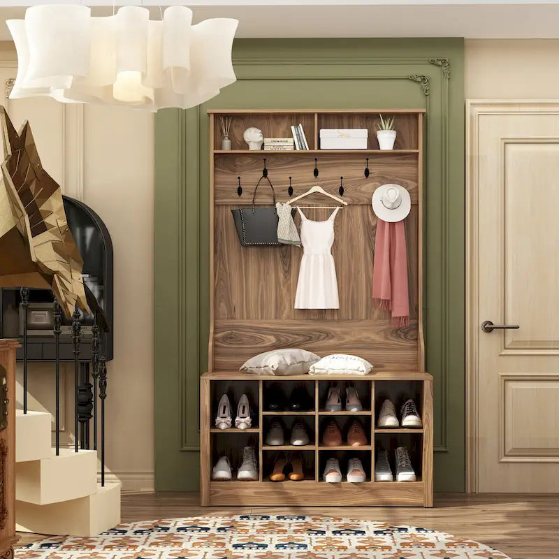 Garderobenbank Schuhschrank Garderobenhaken Weiß