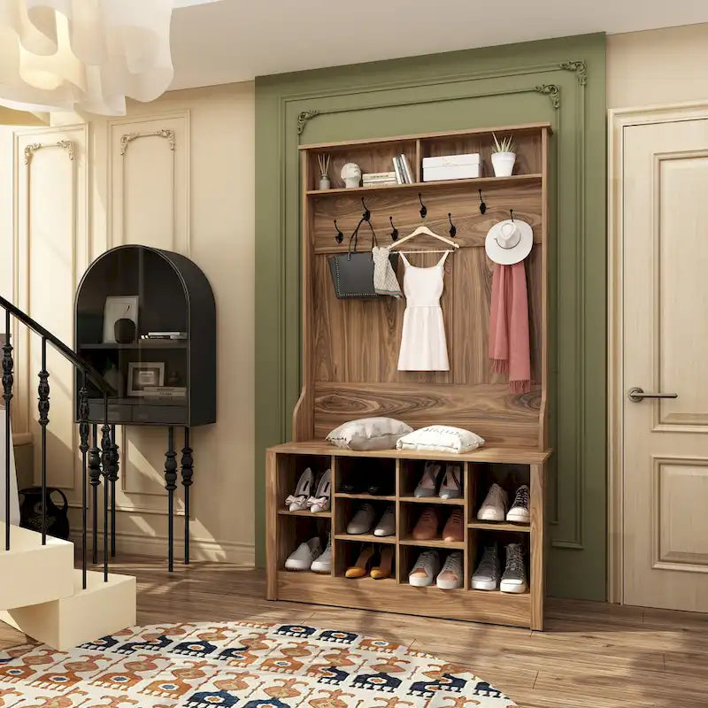 Garderobenbank Schuhschrank Garderobenhaken Weiß