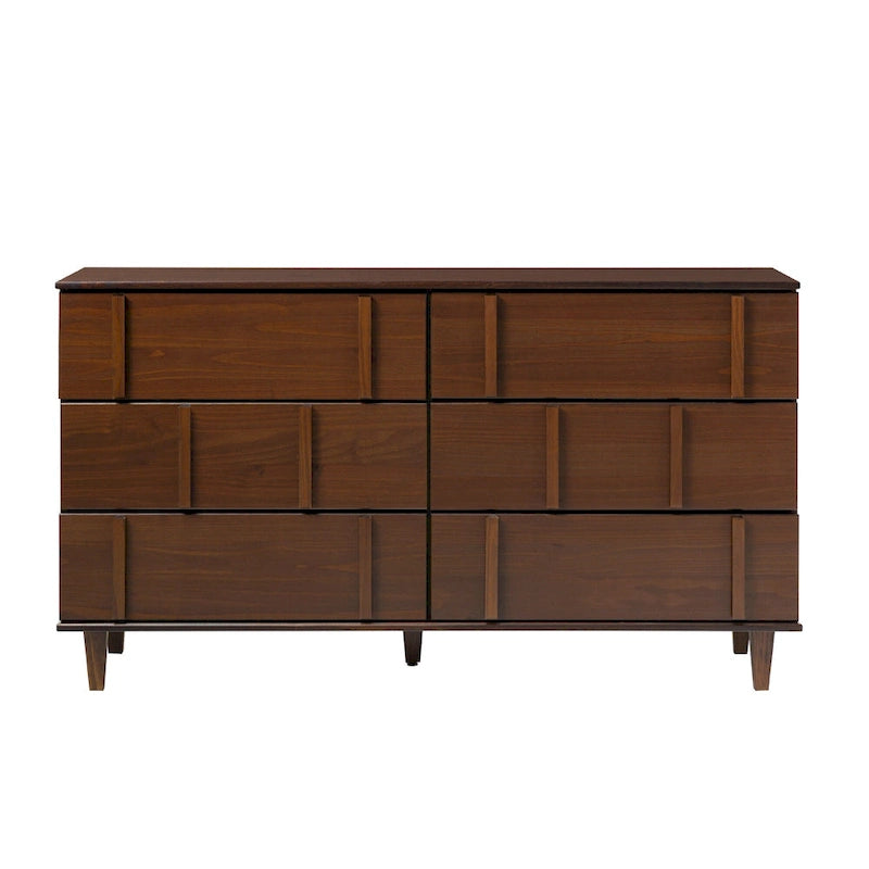 Mid-Century Modern Kommode aus massivem Kiefernholz mit 6 Schubladen