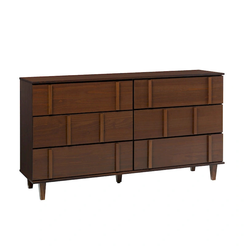 Mid-Century Modern Kommode aus massivem Kiefernholz mit 6 Schubladen