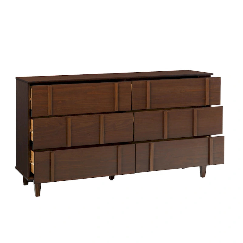 Mid-Century Modern Kommode aus massivem Kiefernholz mit 6 Schubladen