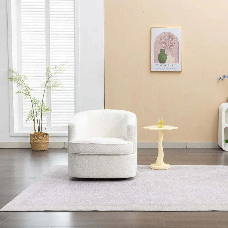 Moderner Bouclé-Akzentsessel mit 360-Grad-Drehfunktion
