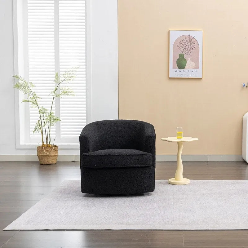 Moderner Bouclé-Akzentsessel mit 360-Grad-Drehfunktion