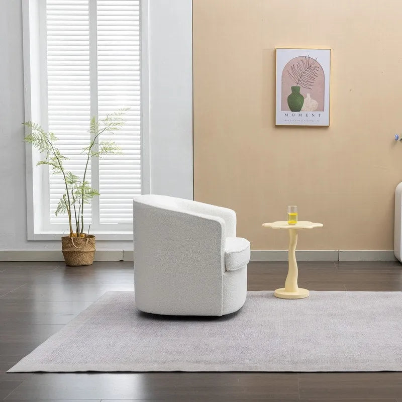 Moderner Bouclé-Akzentsessel mit 360-Grad-Drehfunktion