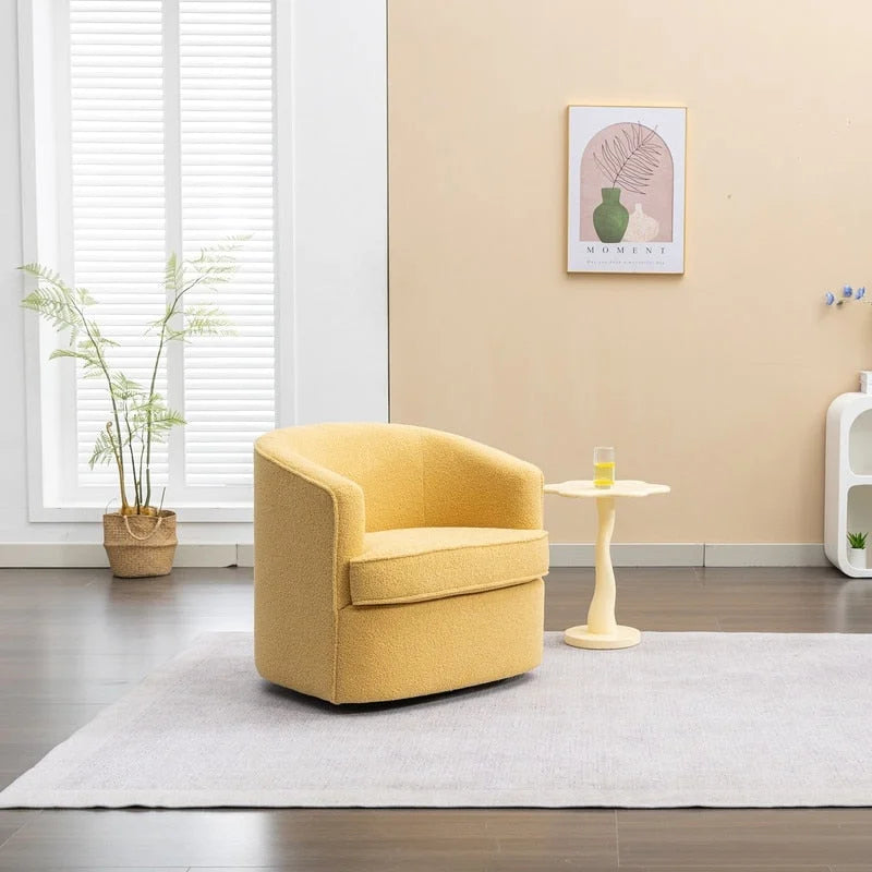 Moderner Bouclé-Akzentsessel mit 360-Grad-Drehfunktion
