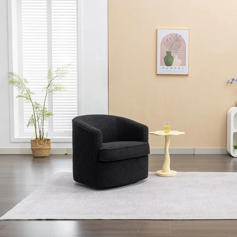 Moderner Bouclé-Akzentsessel mit 360-Grad-Drehfunktion