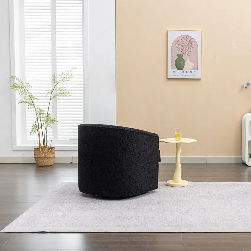 Moderner Bouclé-Akzentsessel mit 360-Grad-Drehfunktion