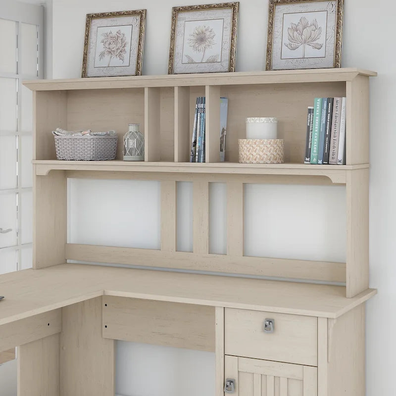 Antiker weißer Buffetschrank für L-förmigen Schreibtisch
