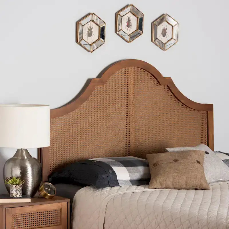 Kopfteil Arch aus Eschen-Nussbaumholz und Rattan, für King- oder Queensize-Betten