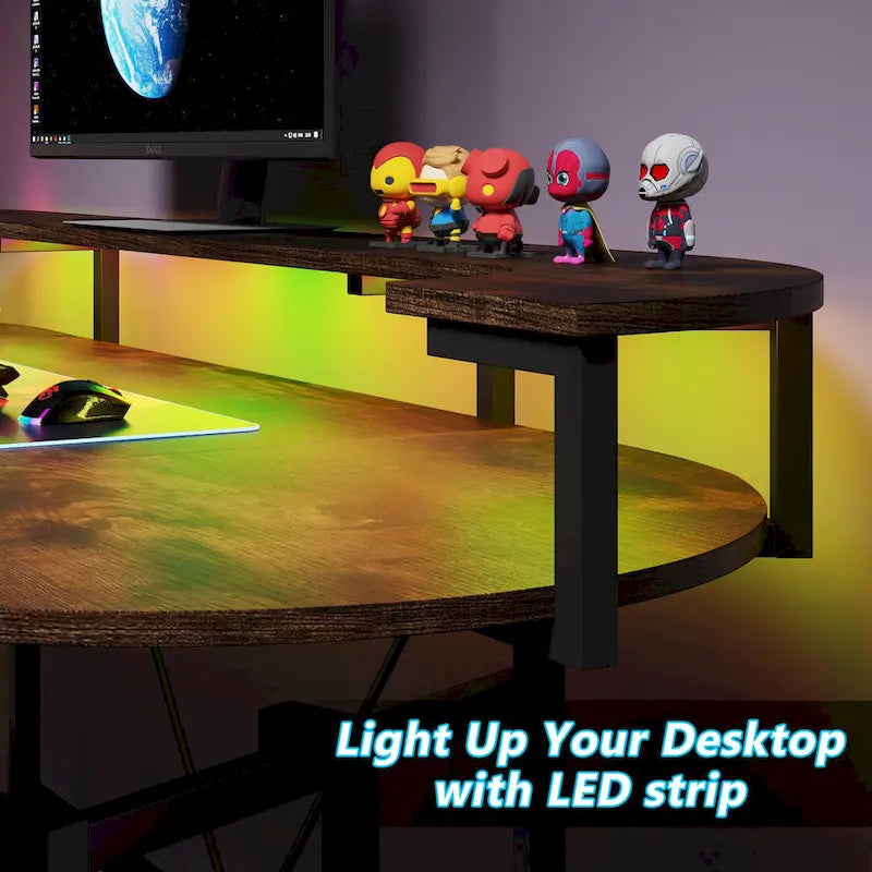 75 Zoll Gaming-Schreibtisch mit Monitorablage und RGB-LED-Streifen
