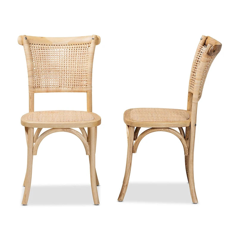 Mid-Century Esszimmerstuhl-Set aus geflochtenem Rattan, 2-teilig