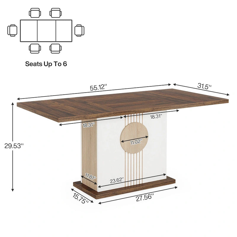 55-Zoll-Esstisch aus Holz (rechteckig) für Küche und Esszimmer