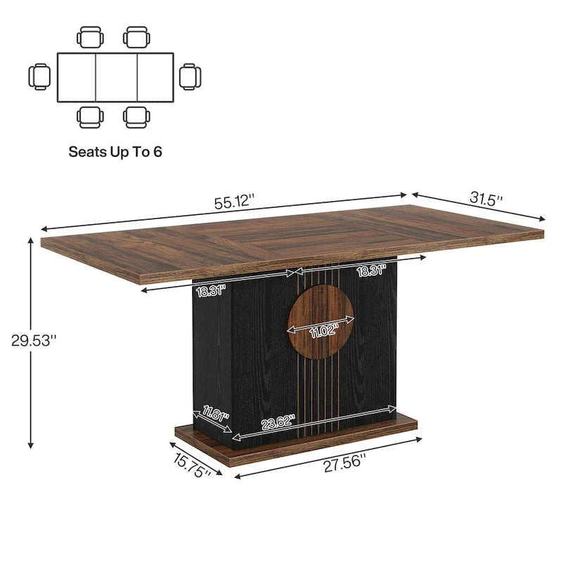 55-Zoll-Esstisch aus Holz (rechteckig) für Küche und Esszimmer