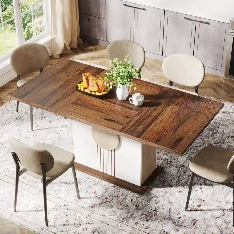 55-Zoll-Esstisch aus Holz (rechteckig) für Küche und Esszimmer