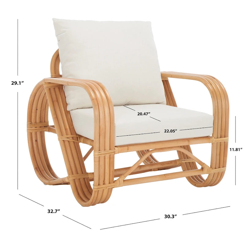 Rattan-Sessel mit Kissen 30B x 33T x 29H