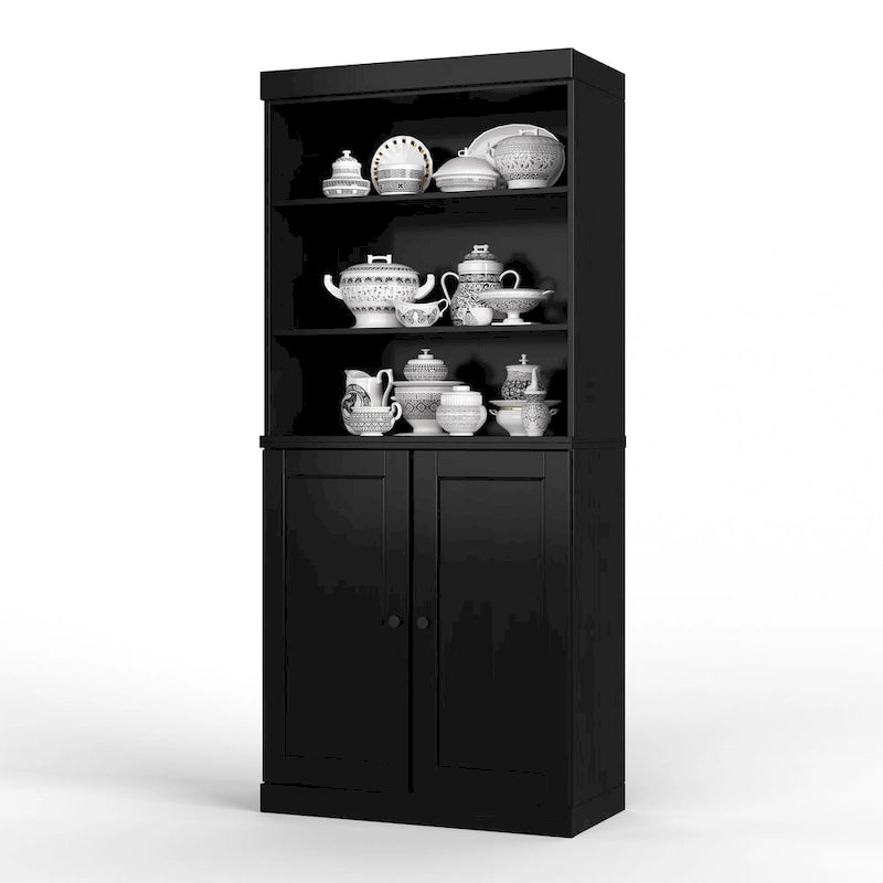 100 % Massivholz-Küchenschrank mit 2 Glas- oder Holztüren und 2 Schubladen-Organizer