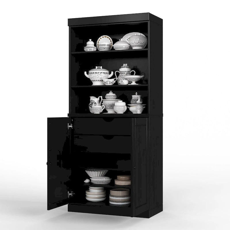 100 % Massivholz-Küchenschrank mit 2 Glas- oder Holztüren und 2 Schubladen-Organizer