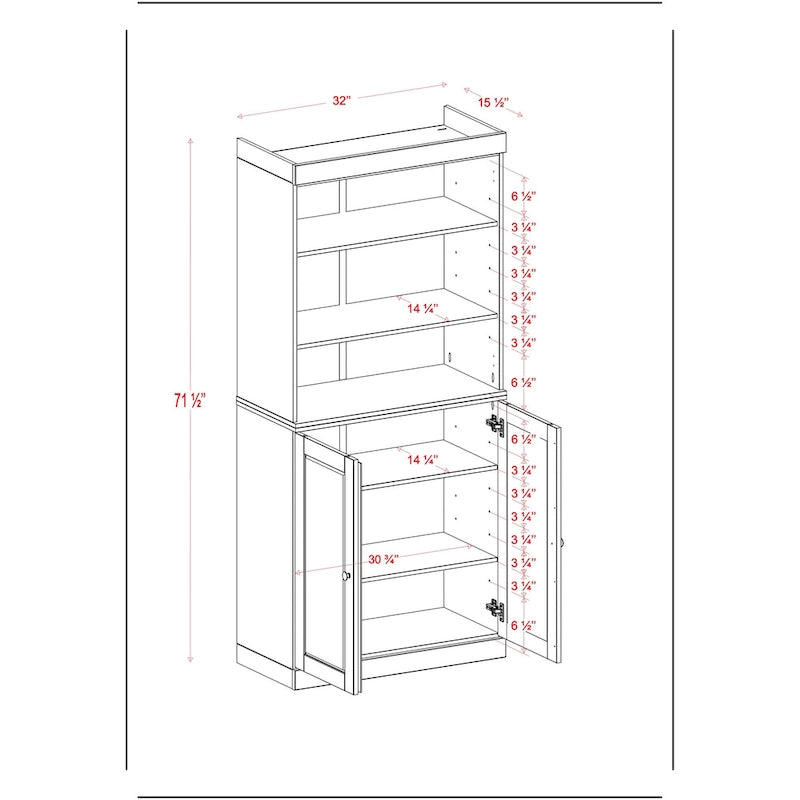 100 % Massivholz-Küchenschrank mit 2 Glas- oder Holztüren und 2 Schubladen-Organizer