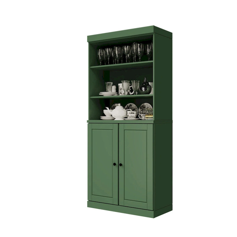 100 % Massivholz-Küchenschrank mit 2 Glas- oder Holztüren und 2 Schubladen-Organizer