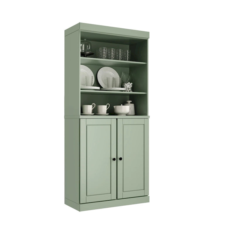 100 % Massivholz-Küchenschrank mit 2 Glas- oder Holztüren und 2 Schubladen-Organizer