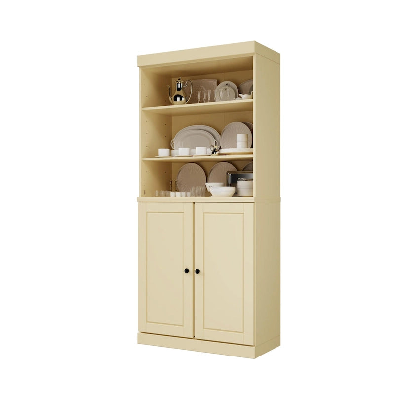 100 % Massivholz-Küchenschrank mit 2 Glas- oder Holztüren und 2 Schubladen-Organizer